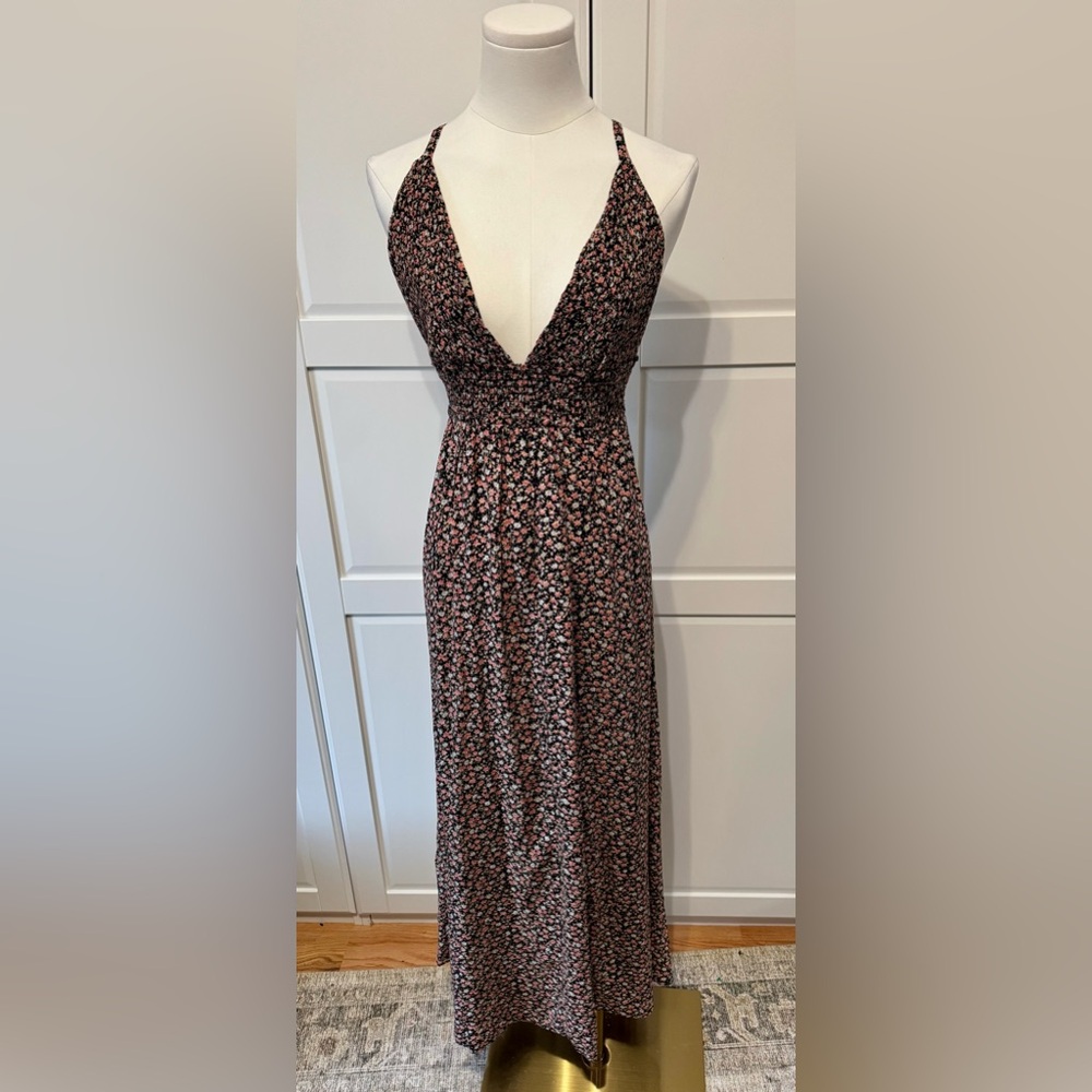 NATURAL LIFE Floral Maxi Dress in Black and Pink NWOT Size:Large 100% Rayon